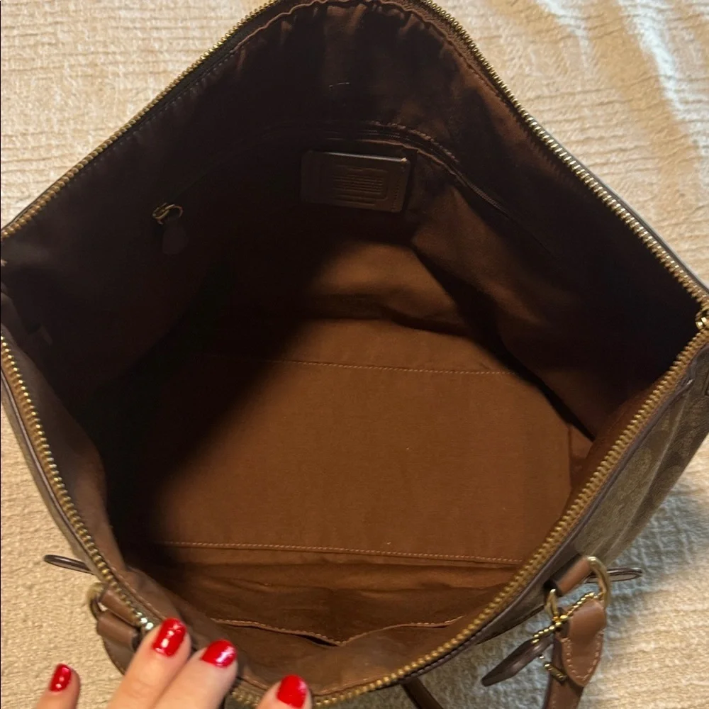 Coach Tan and Brown Signature Tote